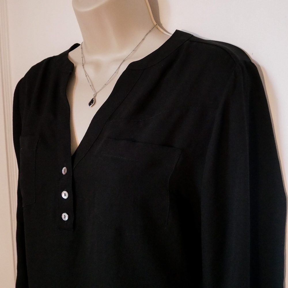 Express Half Button Up Blouse with Pockets